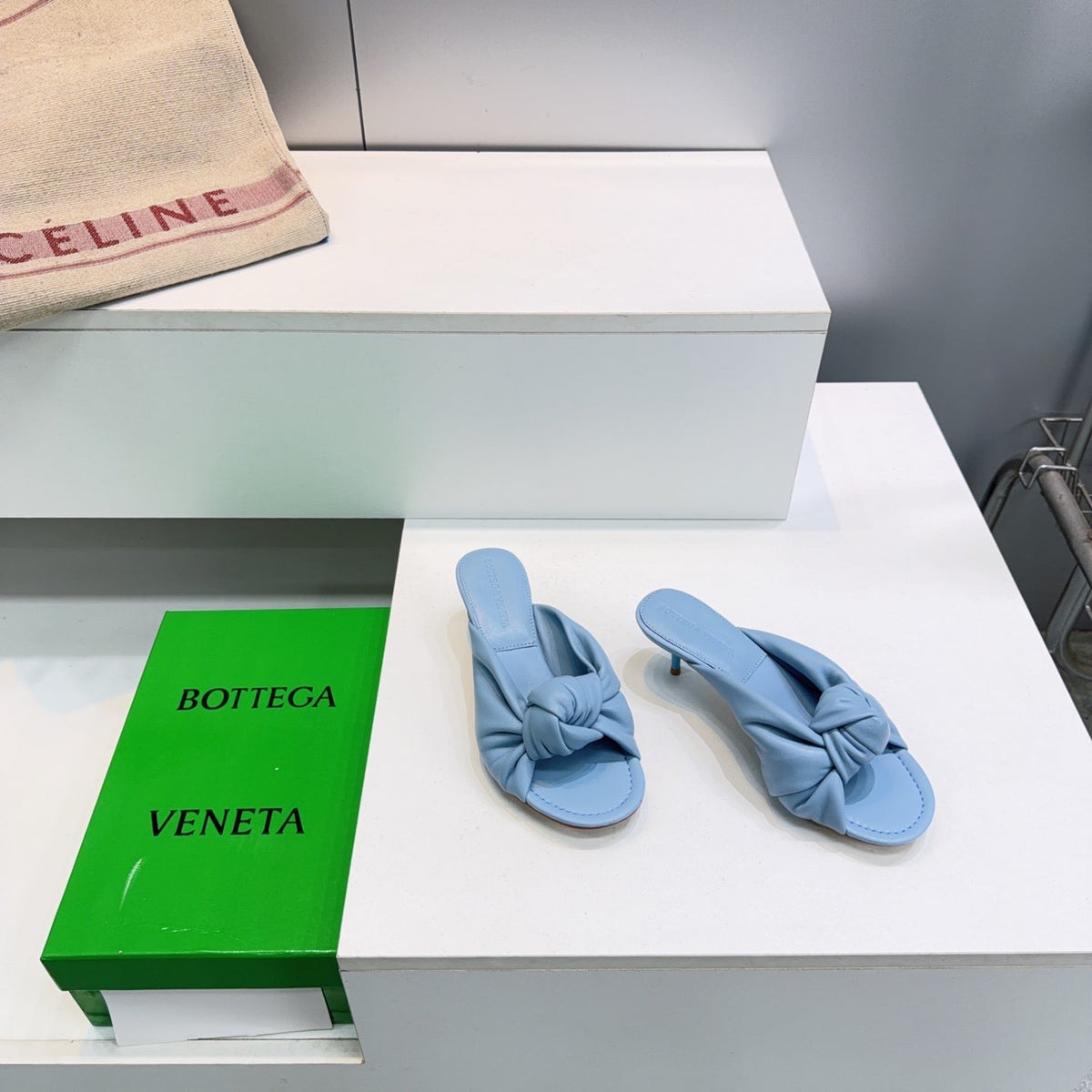 BV Cherry Mules 5.5cm Light Blue Sheepskin 842929