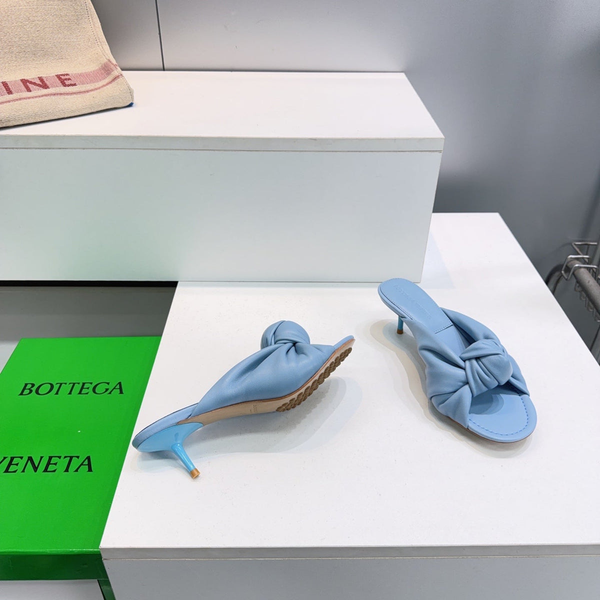 BV Cherry Mules 5.5cm Light Blue Sheepskin 842929
