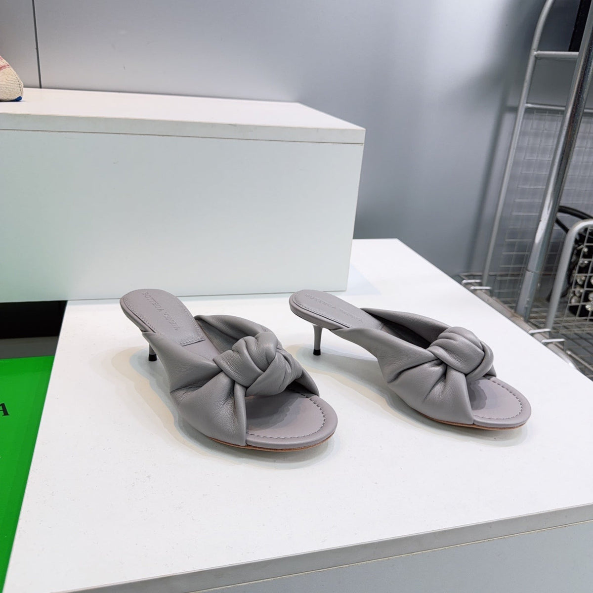 BV Cherry Mules 5.5cm Grey Sheepskin 842931