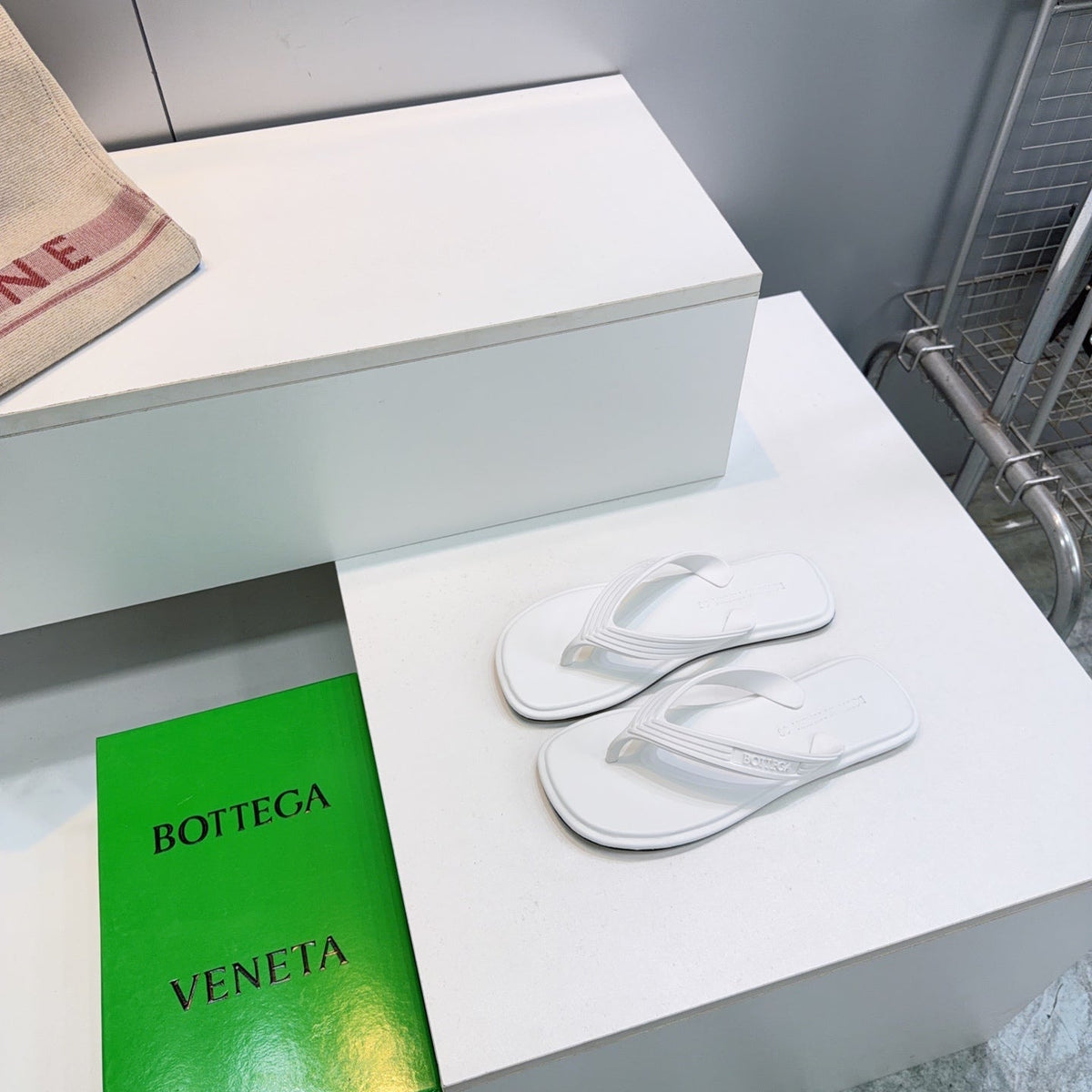 BV Sampieri Thong Sandal White Rubber 842935