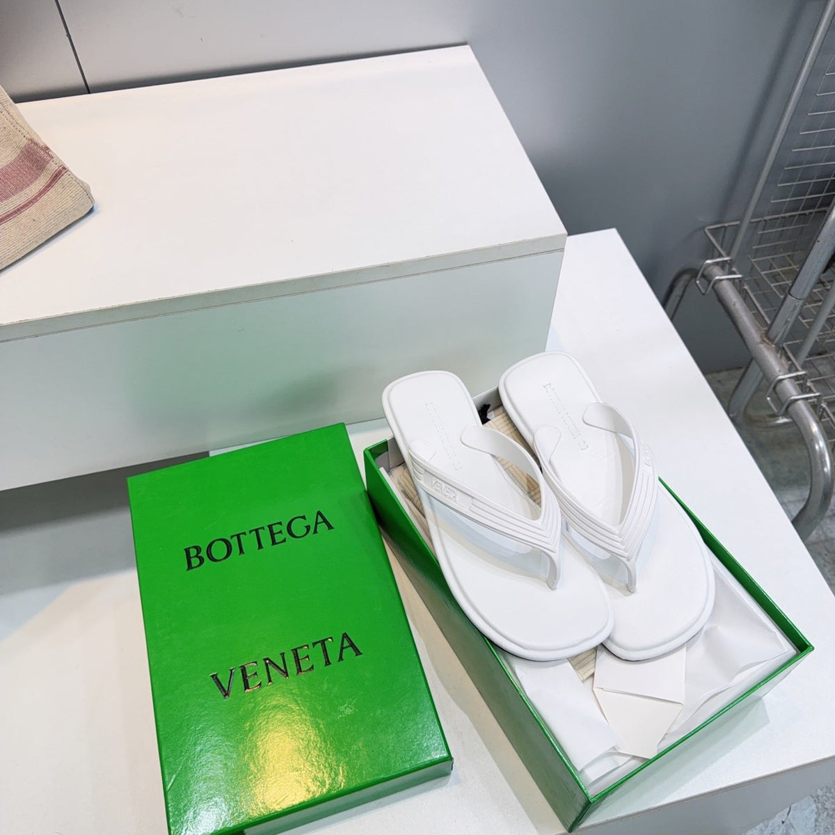 BV Sampieri Thong Sandal White Rubber 842935