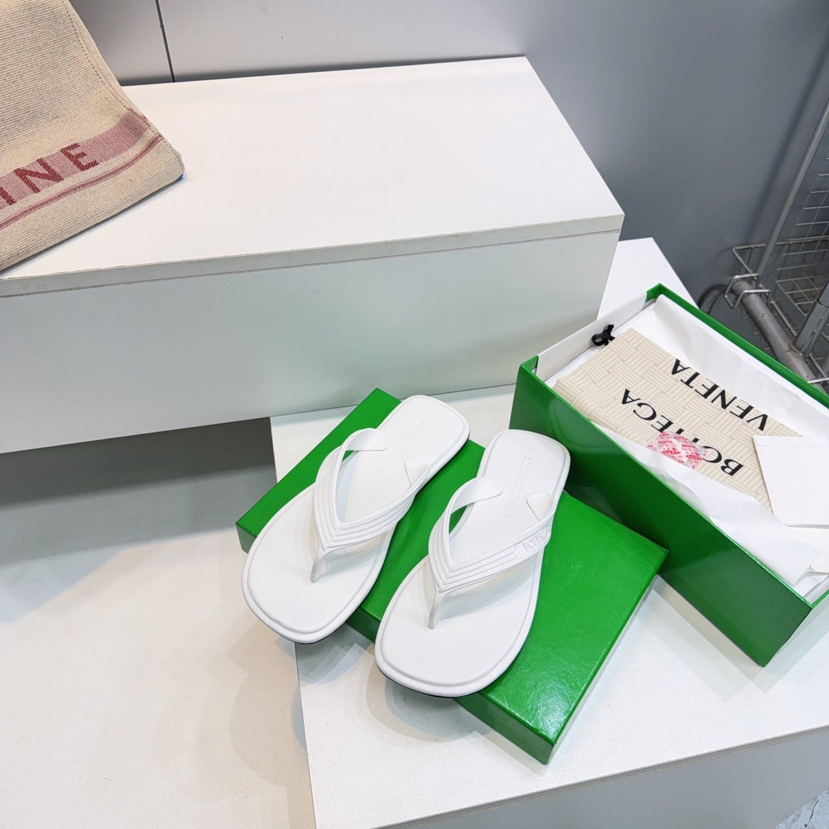 BV Sampieri Thong Sandal White Rubber 842935