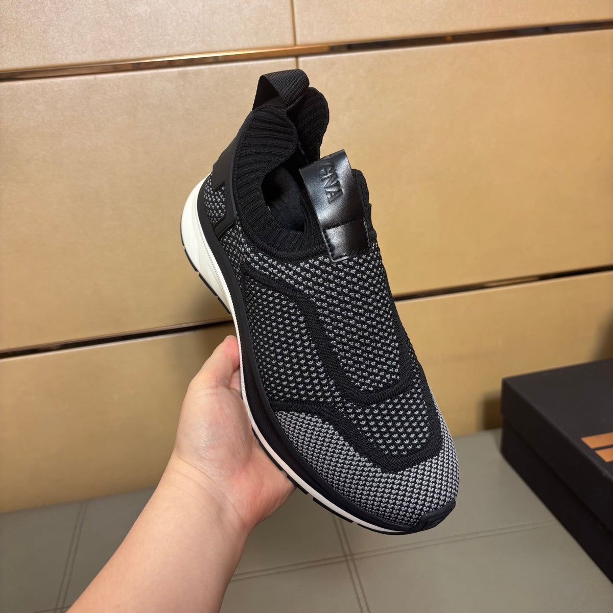 Zegna Men's Techmerino Slip-On Sneakers Black Fabric 178559