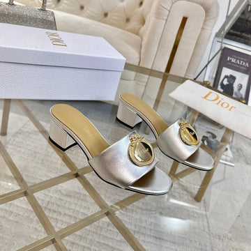 CD 26s Médaillon Buckle Slides 5cm Sliver Lambskin 927378