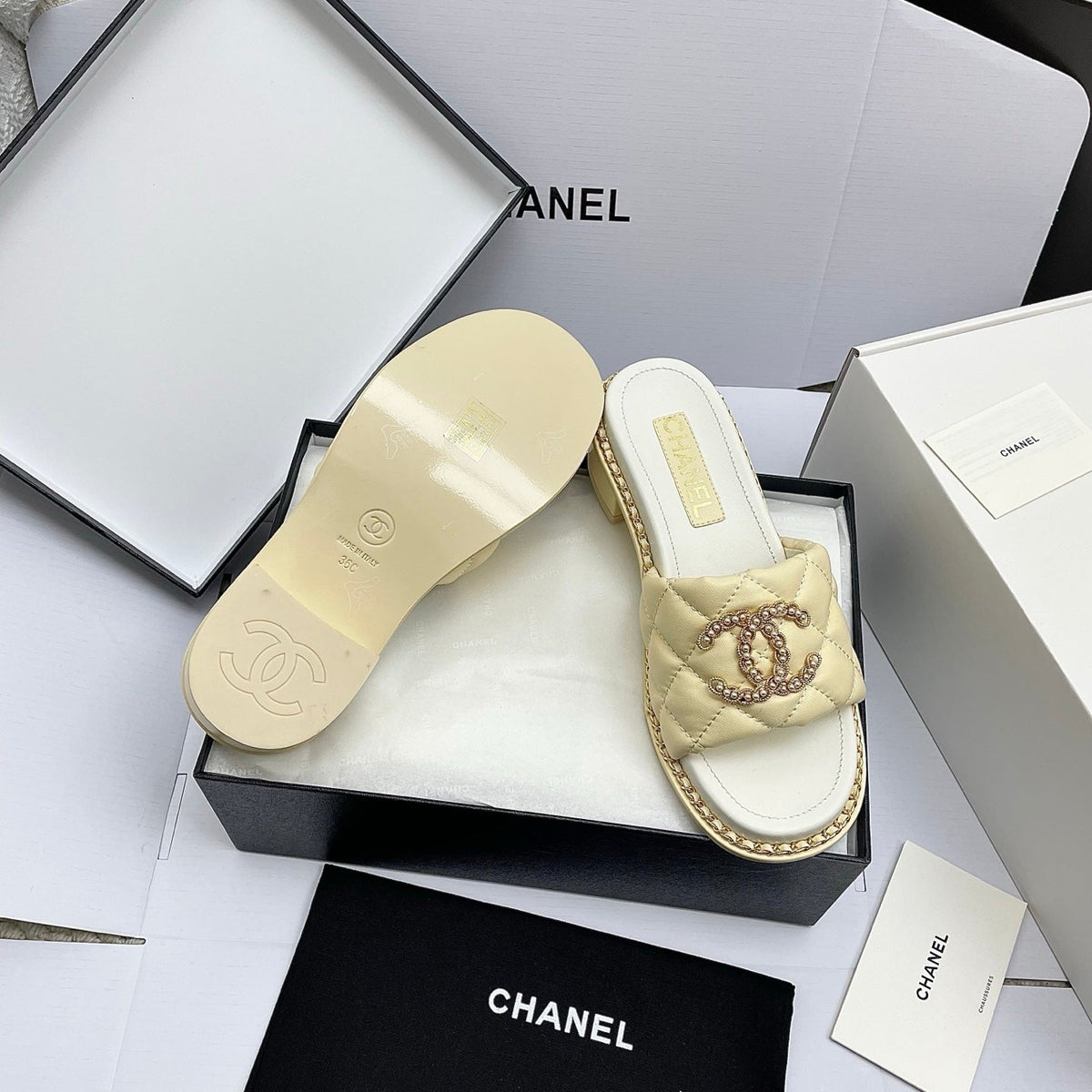 CC 26SS Lemon Yellow White Gold Quilted Lambskin 726539