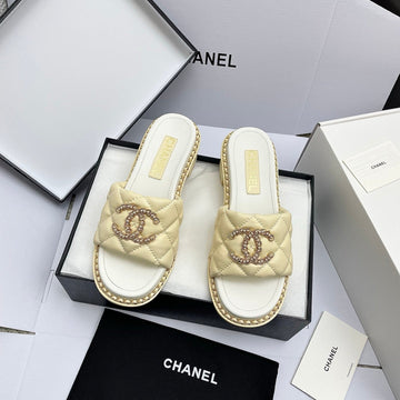 CC 26SS Lemon Yellow White Gold Quilted Lambskin 726539