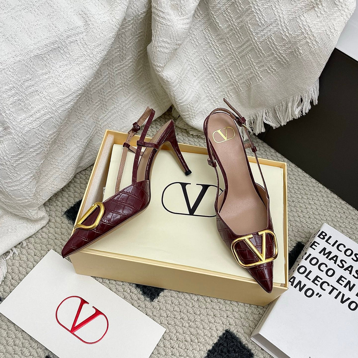 VT Signature Slingback Burgundy Embossed Cowhide 726944