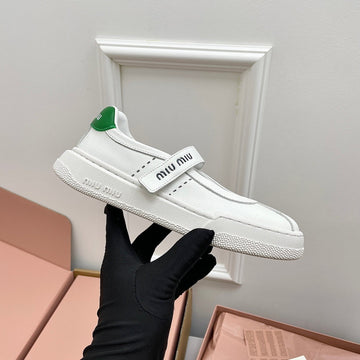 Miu 26s Mary Jane Ballerinas Green White Calfskin 726831