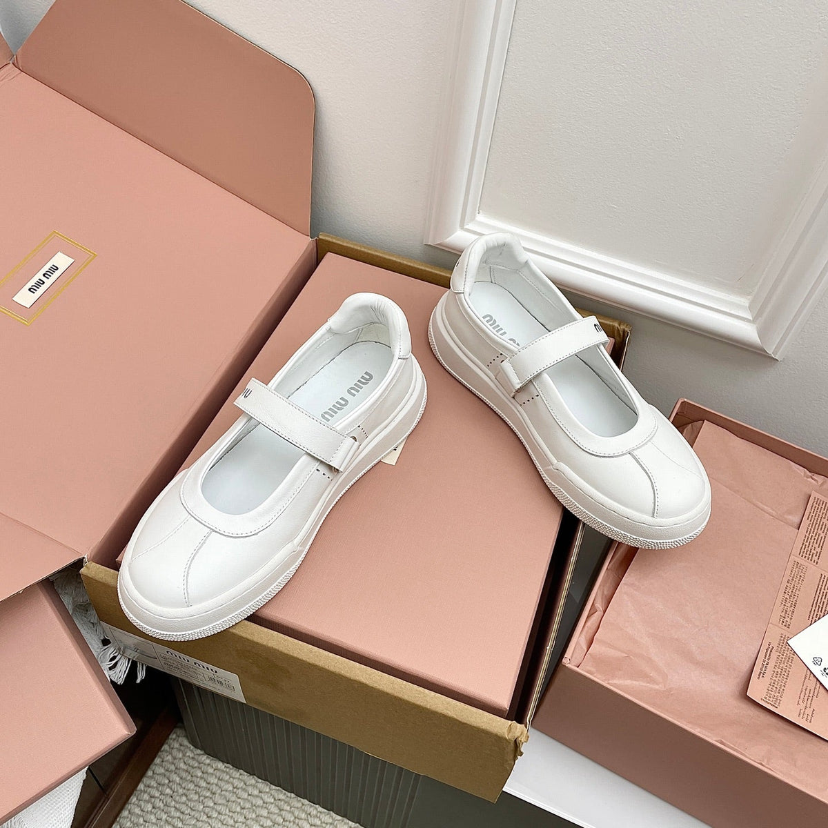 Miu 26s Mary Jane Ballerinas Full White Calfskin726834