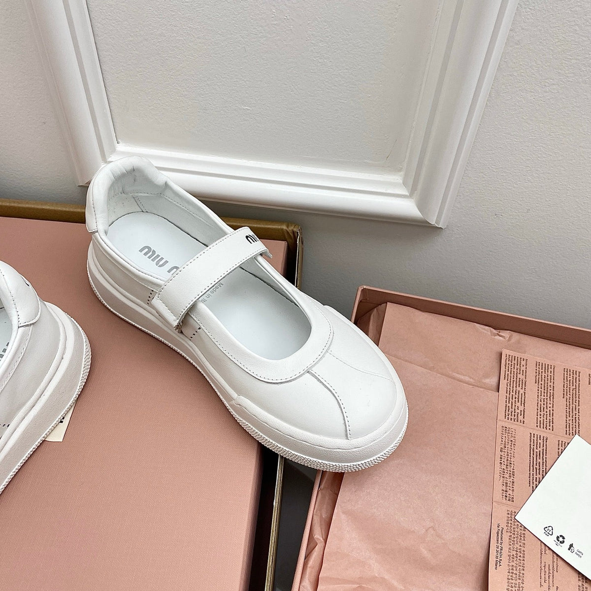 Miu 26s Mary Jane Ballerinas Full White Calfskin726834