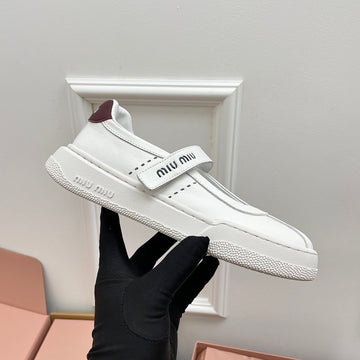 Miu 26s Mary Jane Ballerinas Coffee White Calfskin 726833