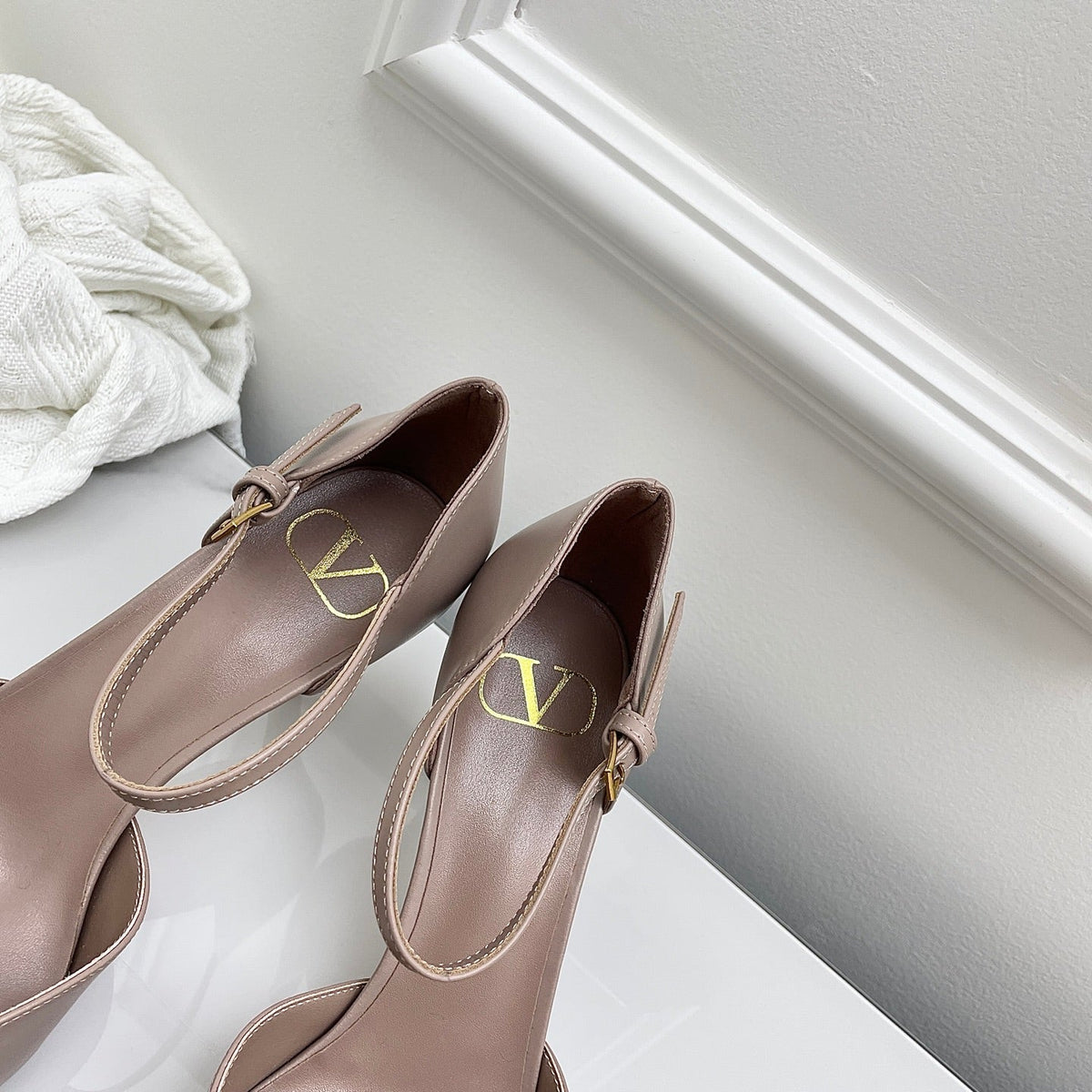 Valentino D'Orsay Slingback 6cm Taupe Cowhide 726948