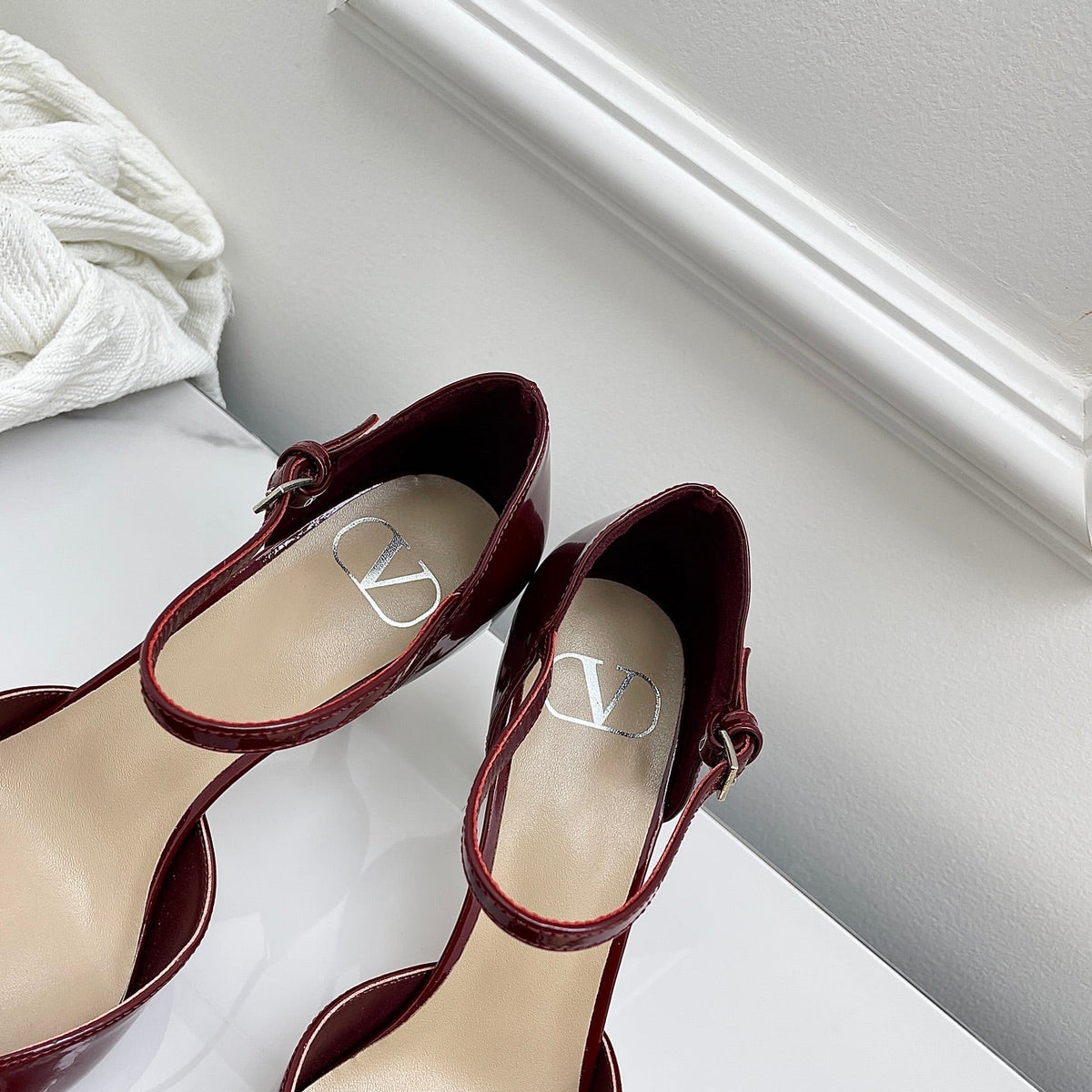 Valentino D'Orsay Slingback 6cm Burgundy Patent Leather 726950
