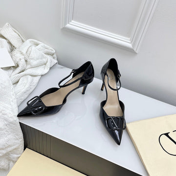 Valentino D'Orsay Slingback 6cm Black Patent Leather 726952