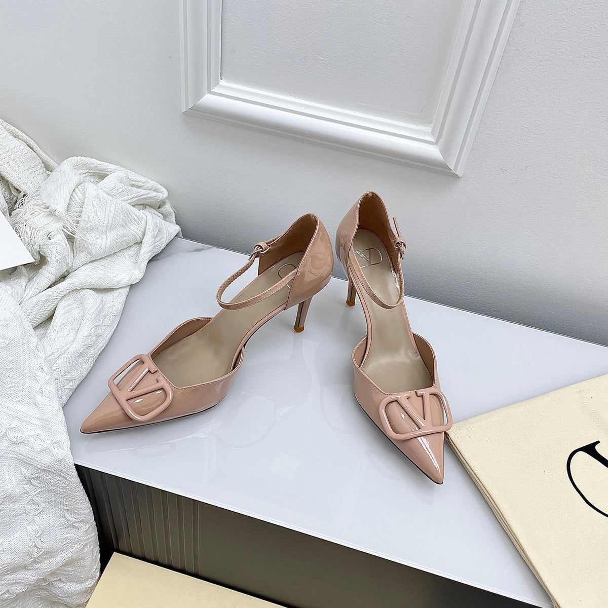 Valentino D'Orsay Slingback 6cm Muted Pink Patent Leather 726953