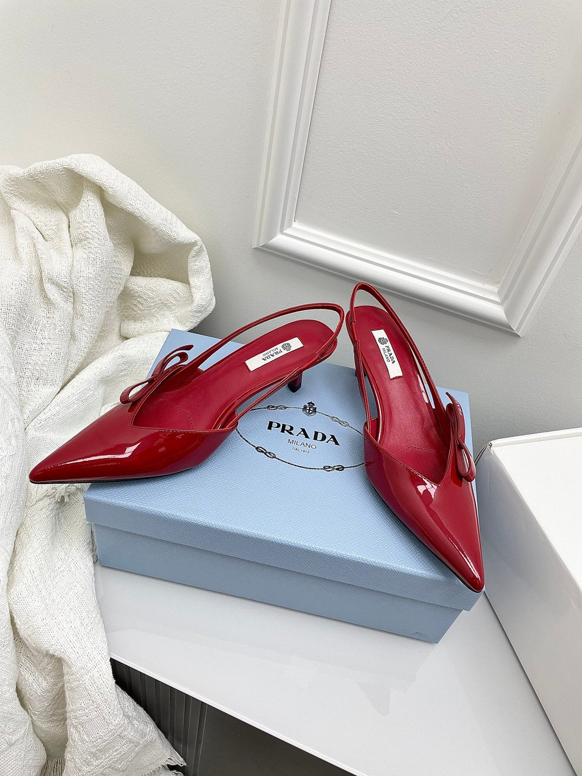Prada 26s Slingback Burgundy Patent Leather 726982