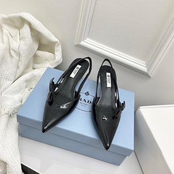 Prada 26s Slingback Black Patent Leather 726983