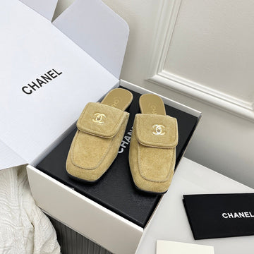 CC Double C Buckle Square Mules Khahi Suede 726528