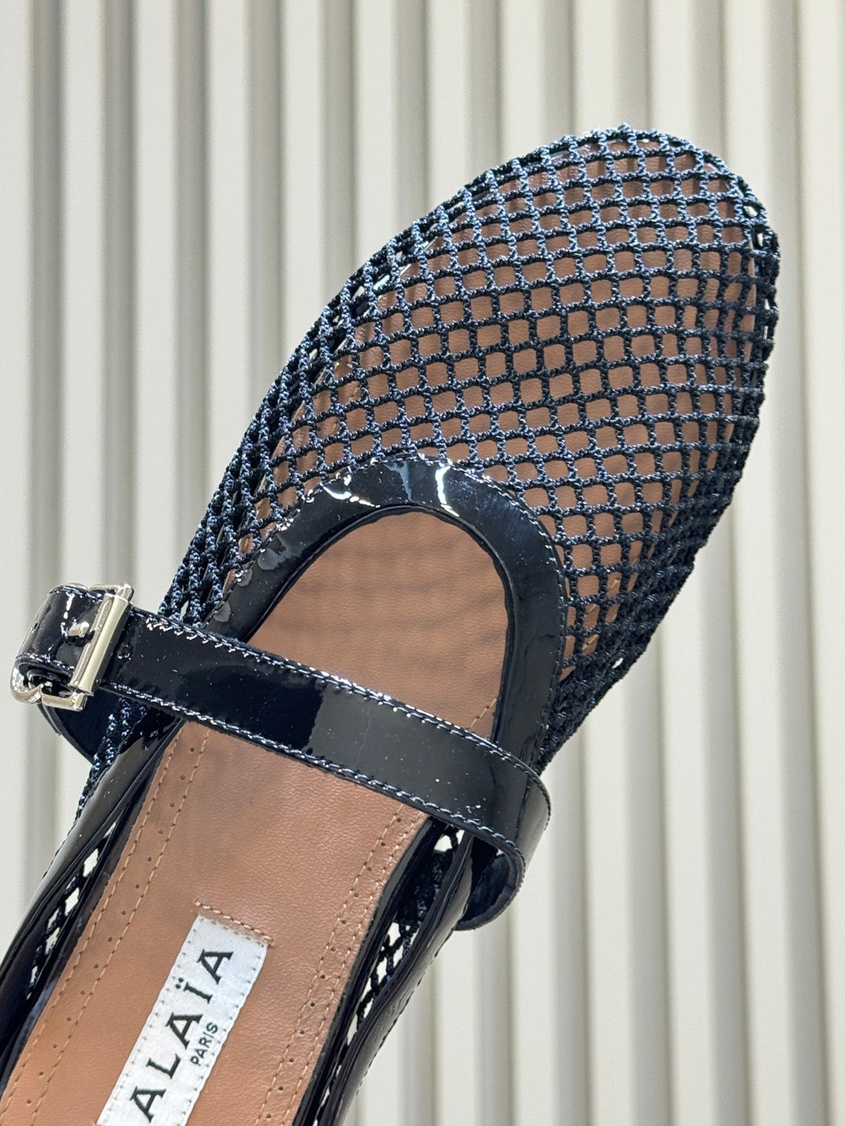 Alaia 26s Fishing Net Mule Black Patent Leather 820348