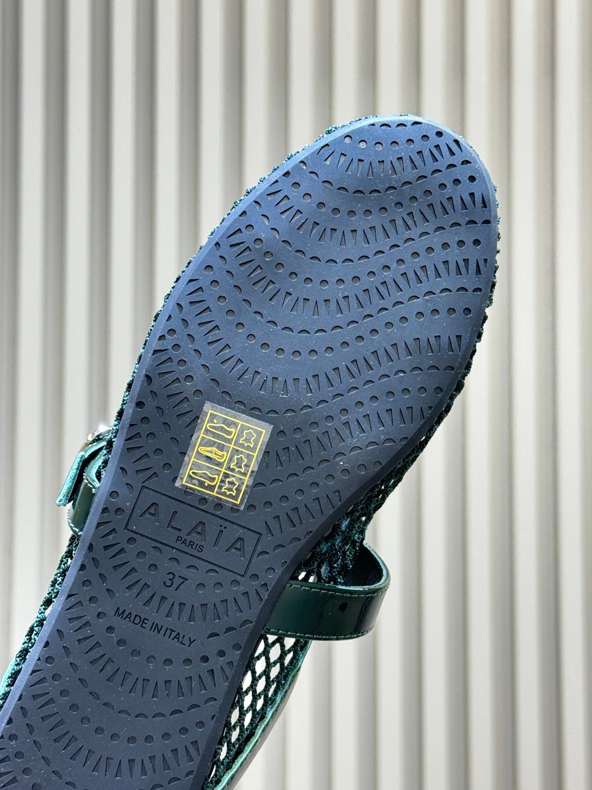 Alaia 26s Fishing Net Mule Teal Green Patent Leather 820349