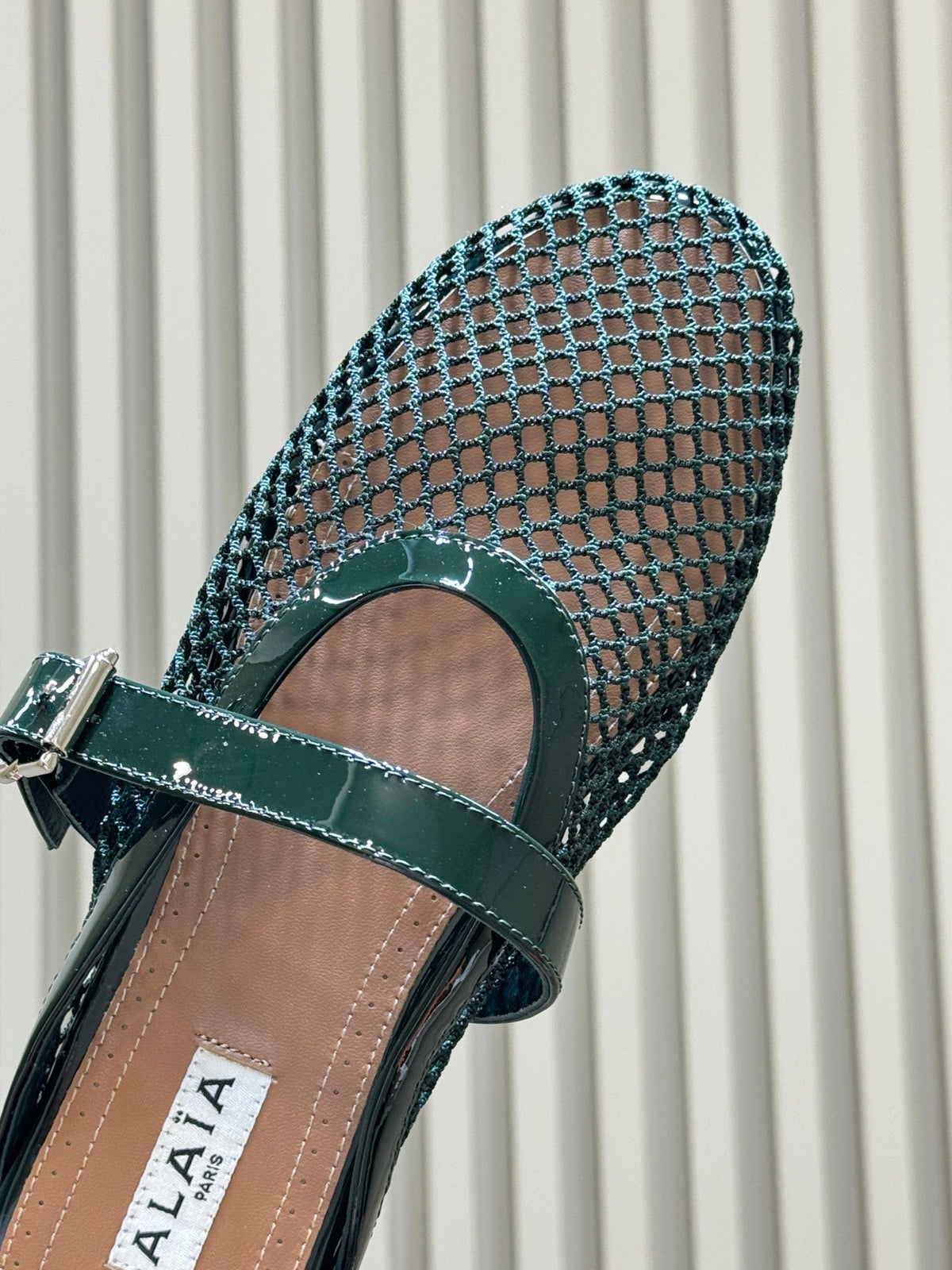 Alaia 26s Fishing Net Mule Teal Green Patent Leather 820349