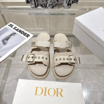 CD 26s Double-Strap Slide Sandals Ivory Calfskin 919013