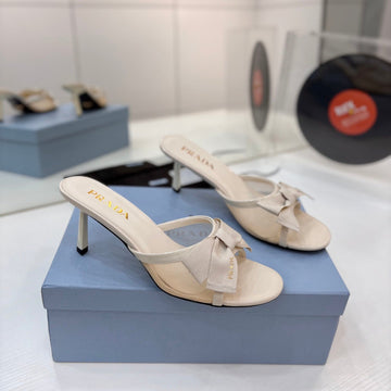 Prada Mesh 7.5cm Beige Fabric Mules 834604
