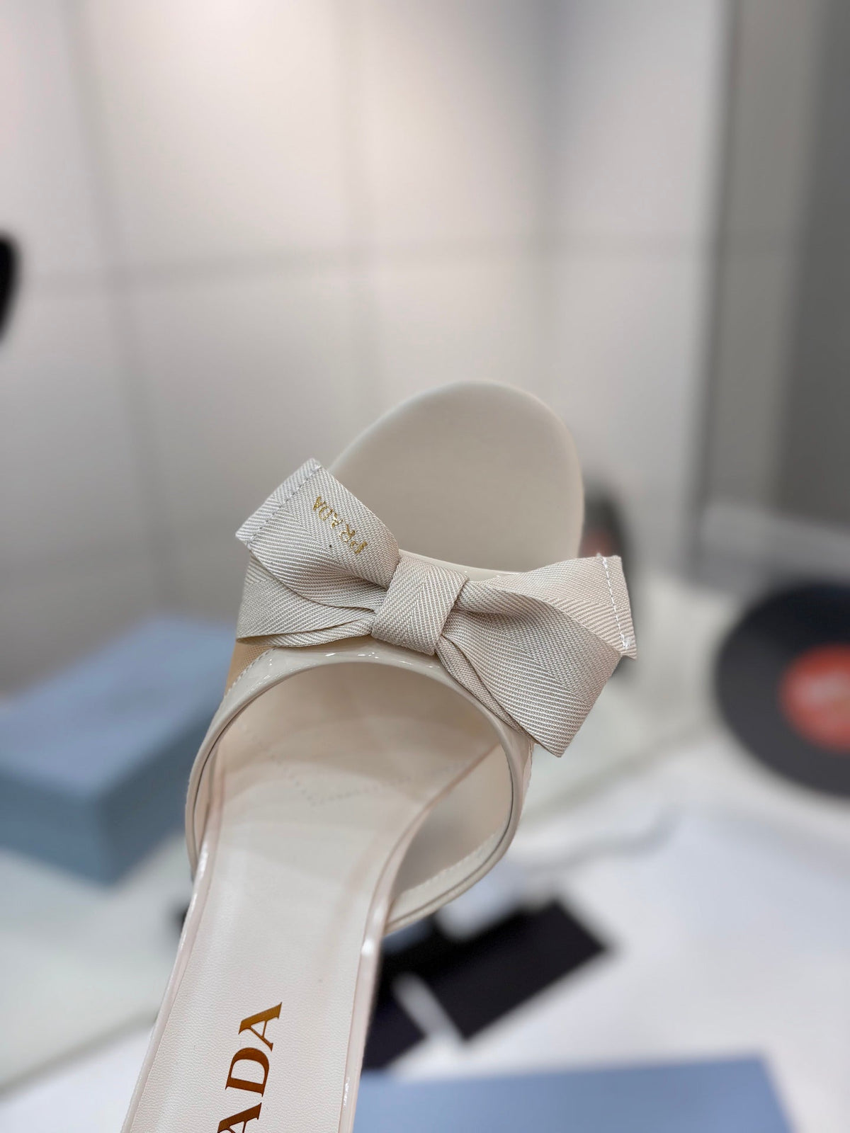 Prada Mesh 7.5cm Beige Fabric Mules 834604