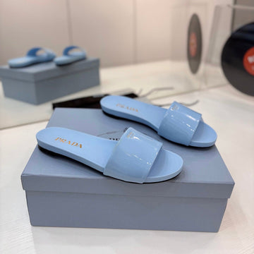 Prada Slides Blue Patent Leather 834593