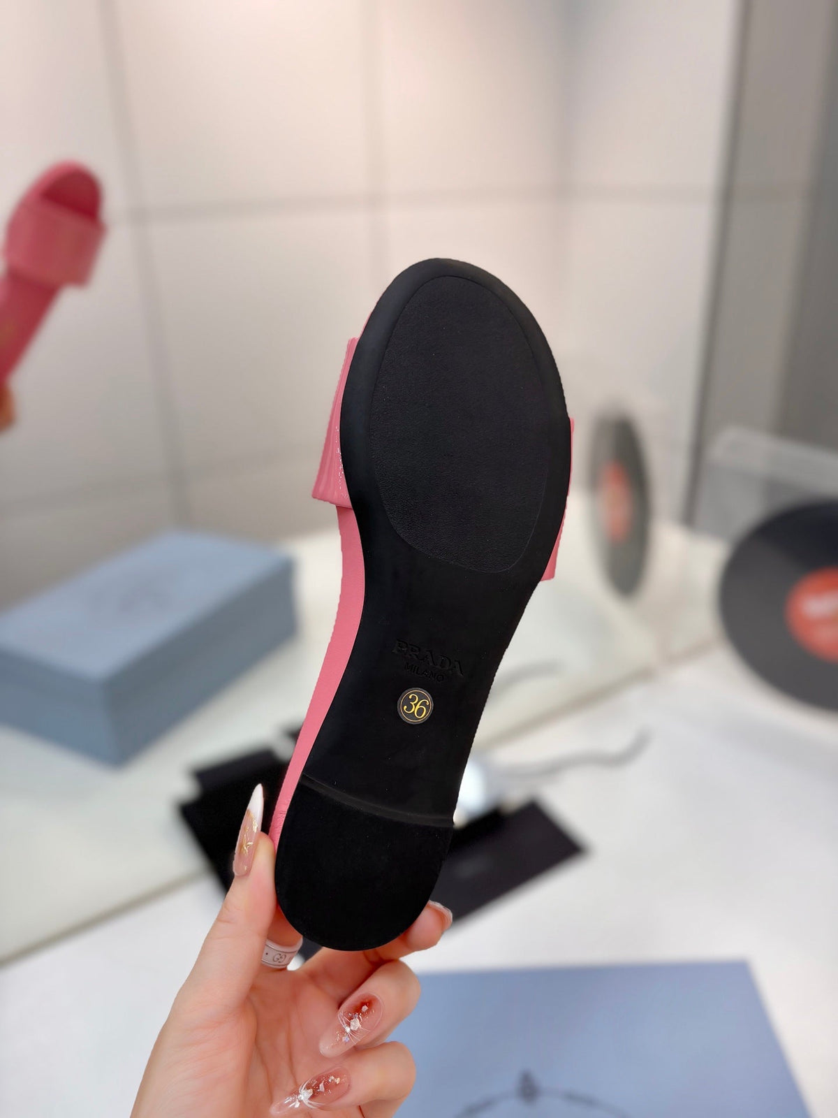 Prada Slides Pink Patent Leather 834594