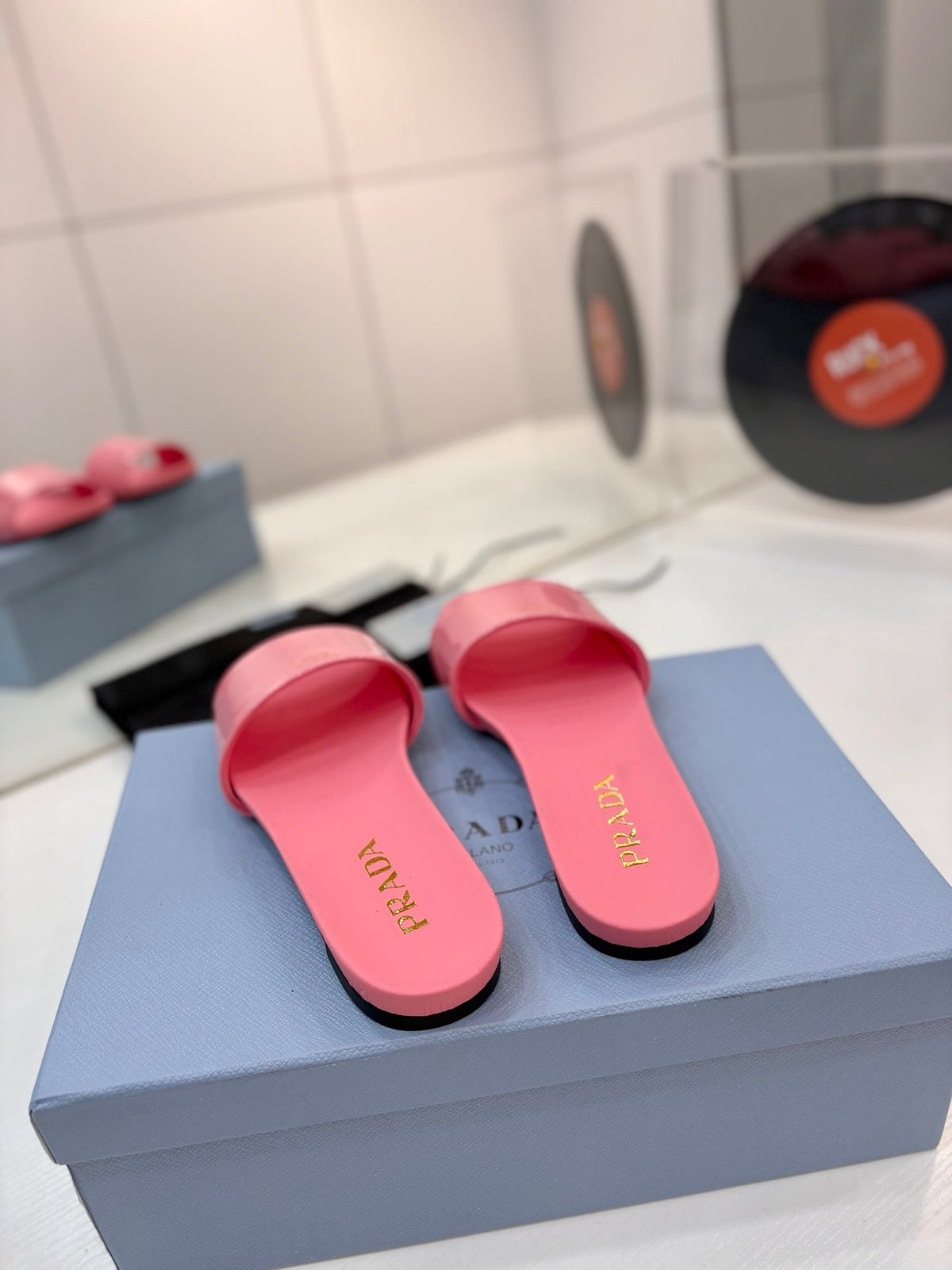 Prada Slides Pink Patent Leather 834594