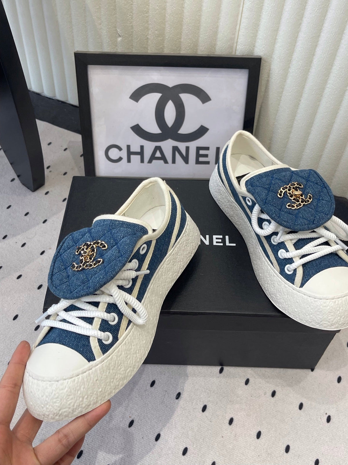CC 2026s Sneakers Blue White Denim Leather 720090