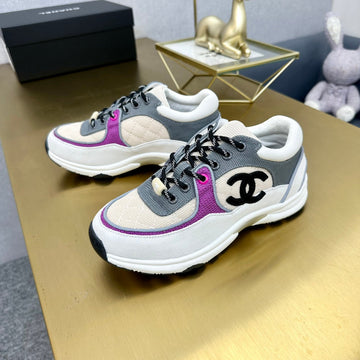 CC 26ss Trainer White Purple Mesh Suede Grained Calfskin 668065