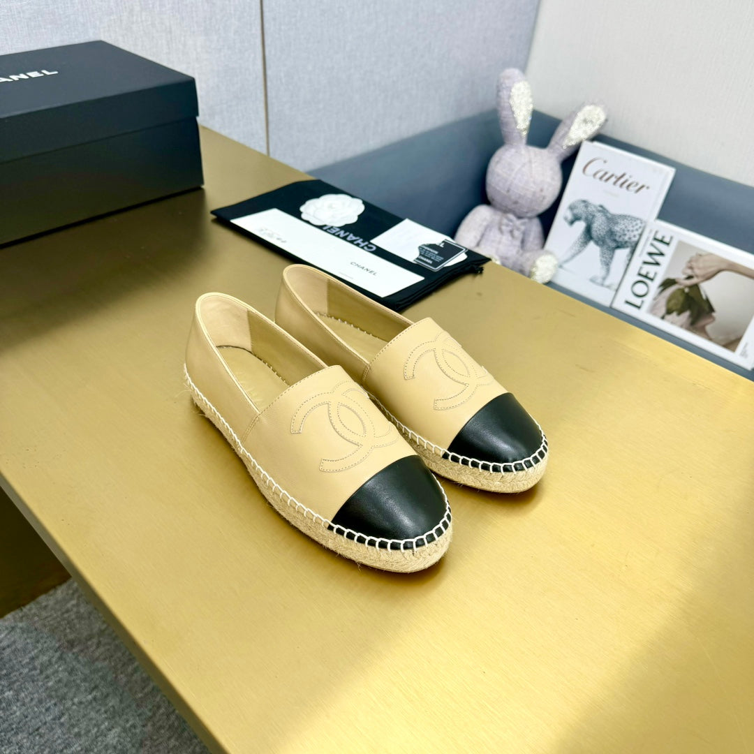 espadrilles light beige and black calfskin