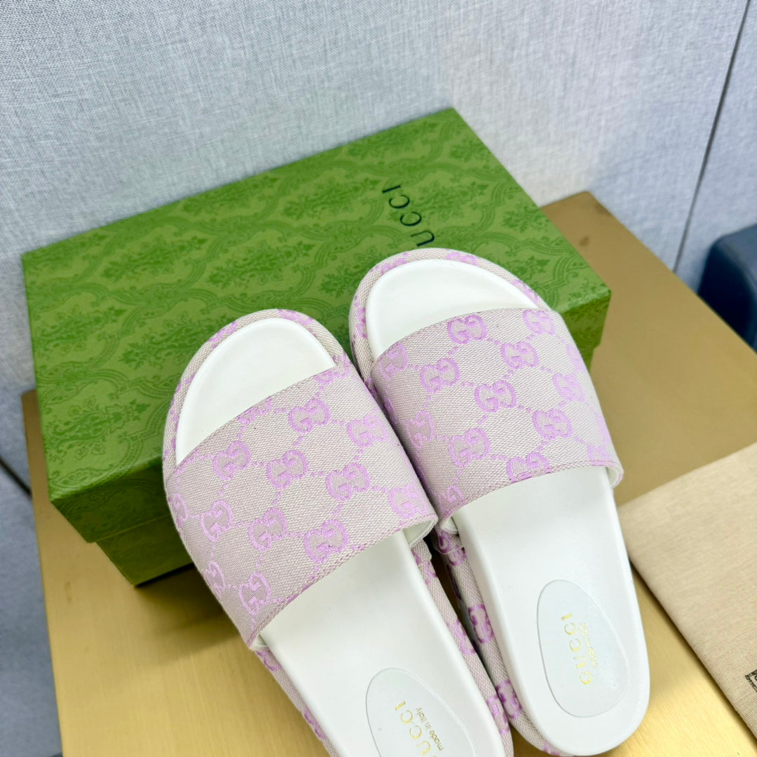 GG PLATFORM SLIDE SANDAL PASTEL PINK CANVAS