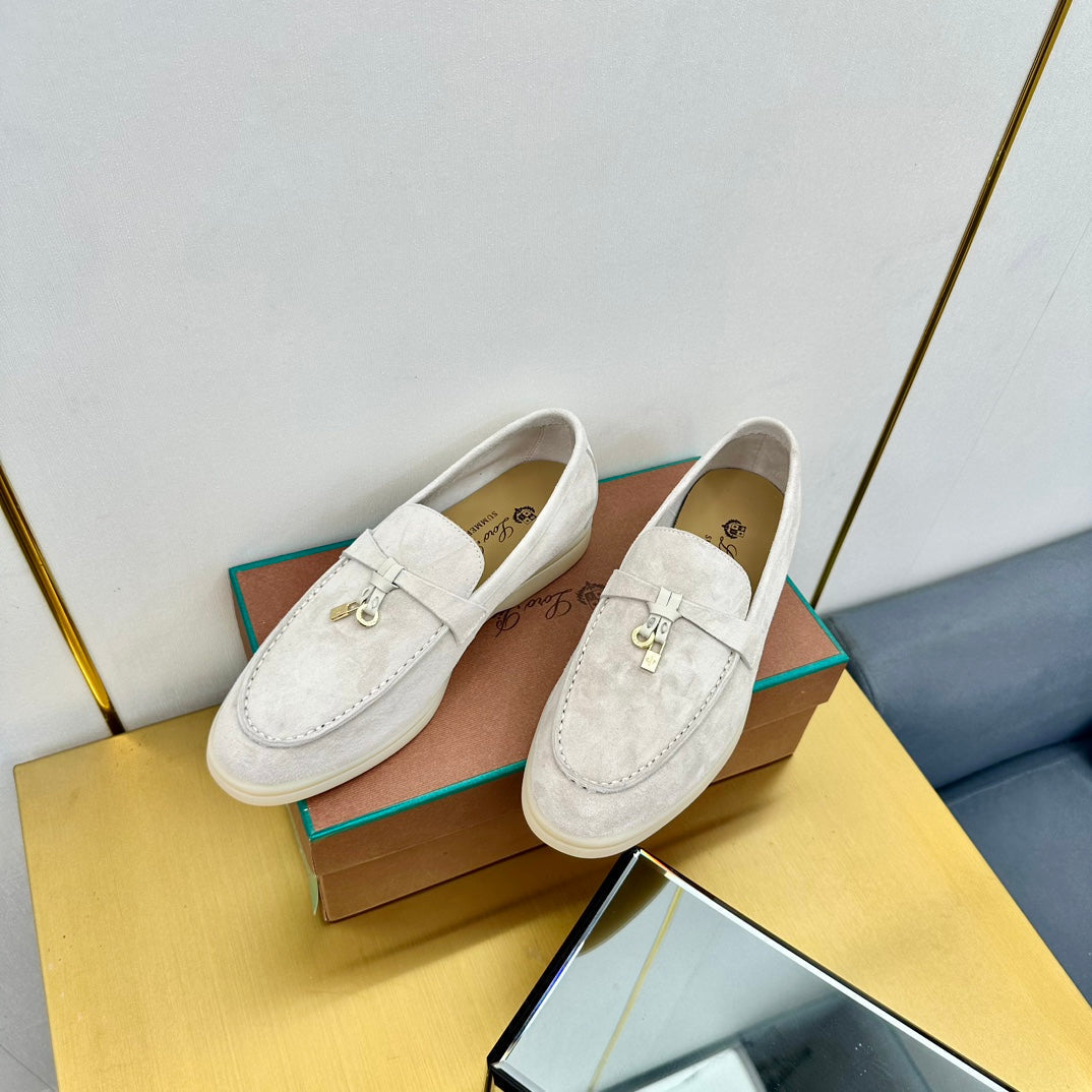 LP Summer Charms Walk Loafers White Suede  994496