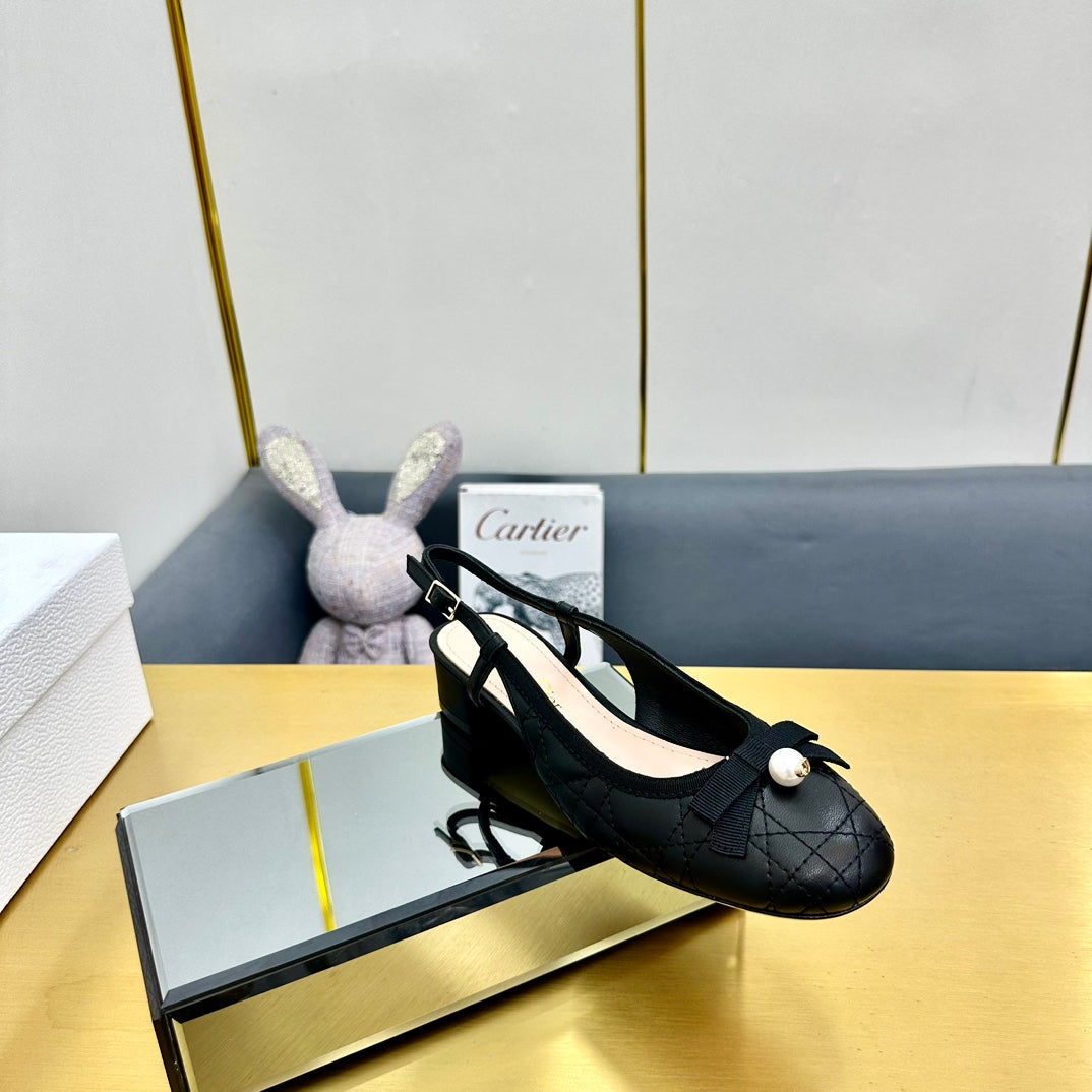 CD Ballet Slingback Pump 35MM In Black Quilted Calfskin 111035