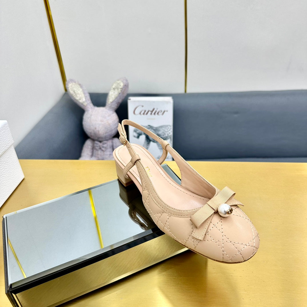CD Ballet Slingback Pump 35MM In Nude Quilted Calfskin 111039
