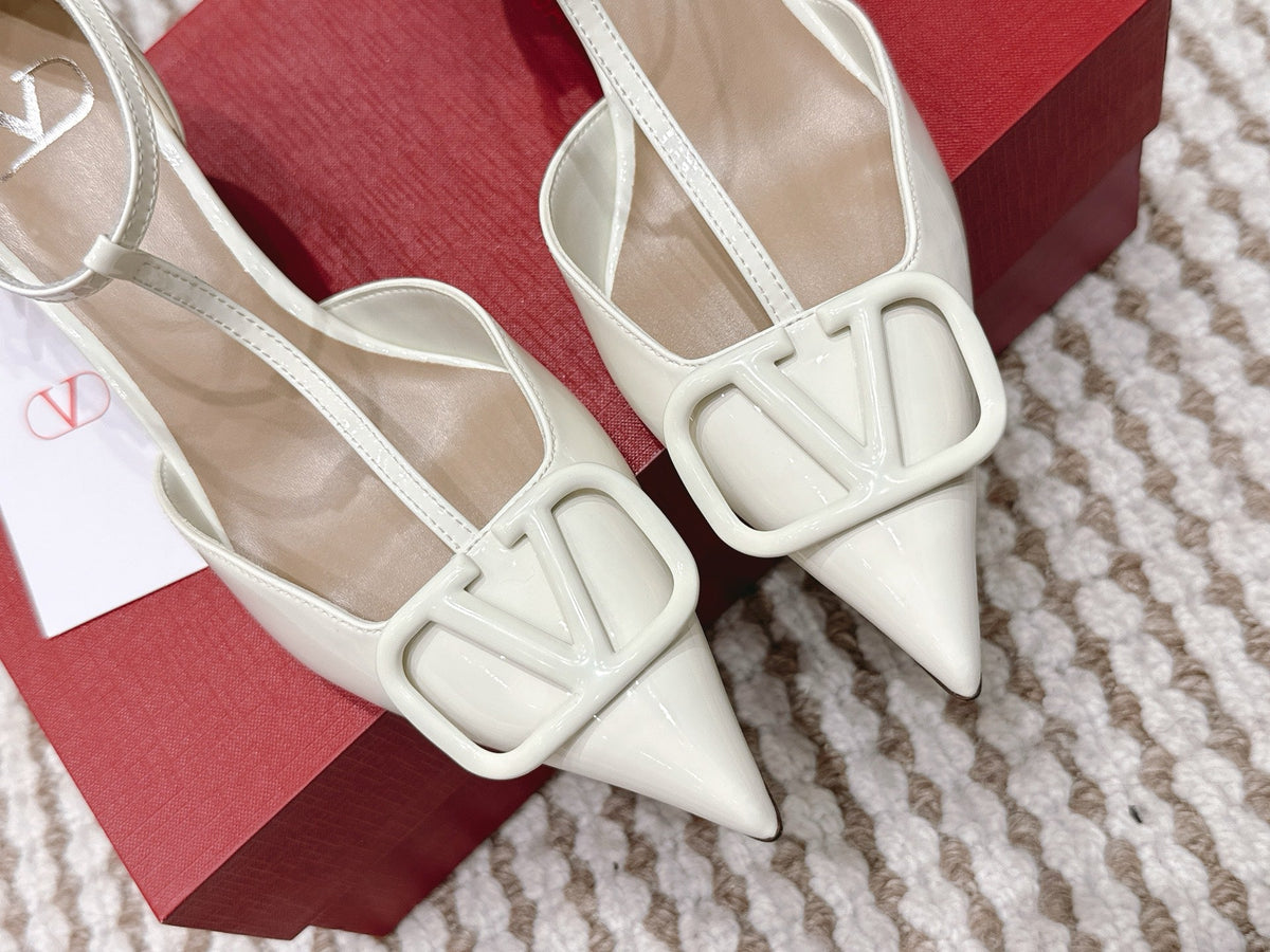 VT 26s T-Strap Slingback White Patent Leather 722232