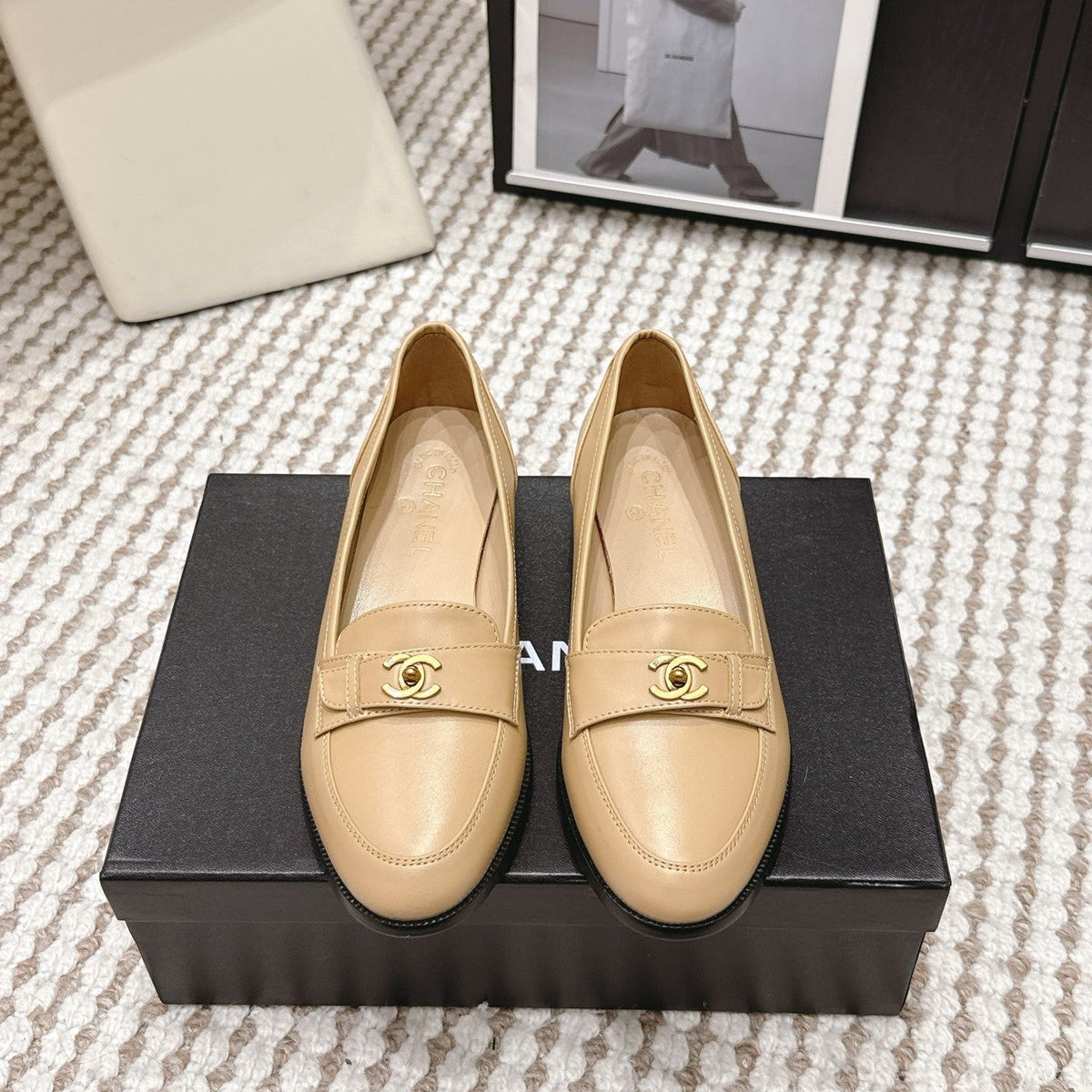 CC Double C Loafers Beige Leather 721523