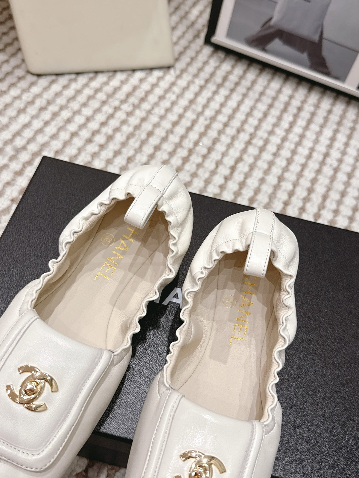 CC Ballet Flats Full White Soft Leather 721501