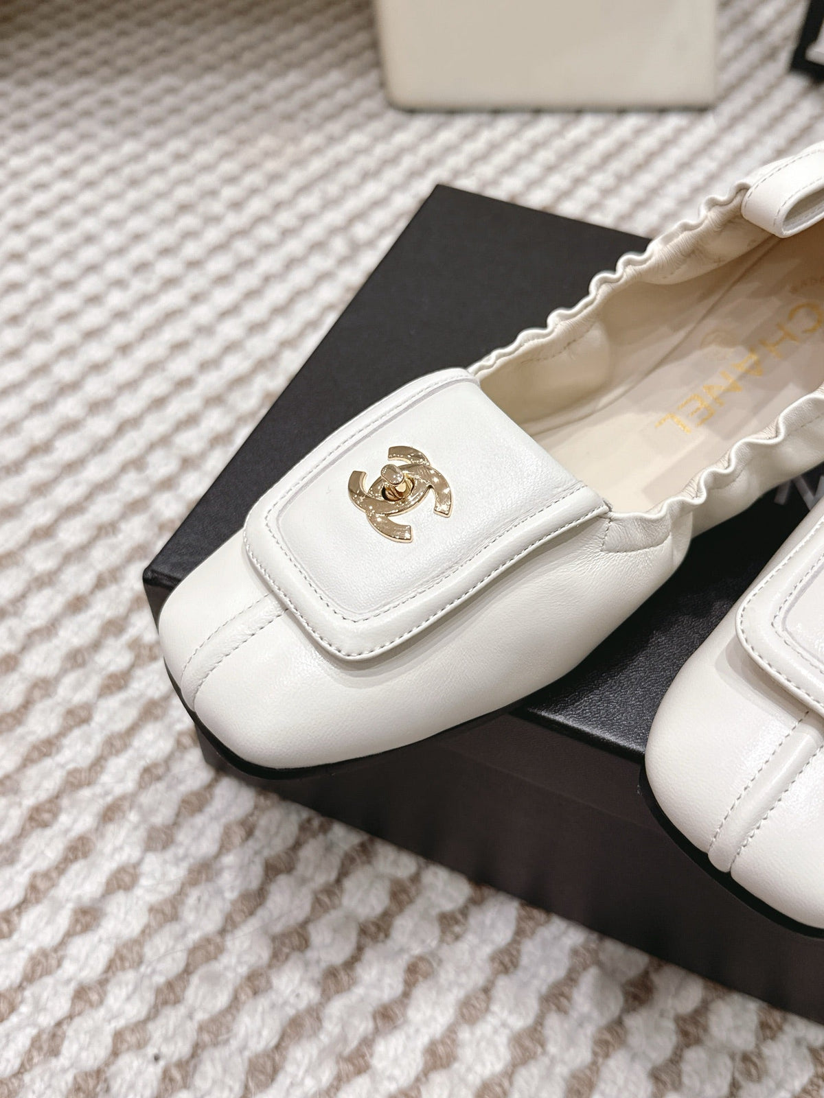 CC Ballet Flats Full White Soft Leather 721501