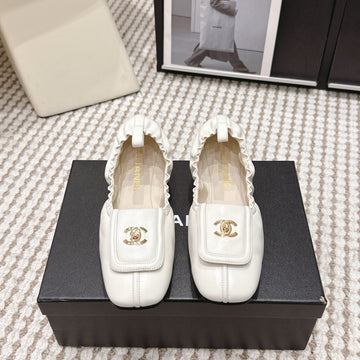 CC Ballet Flats Full White Soft Leather 721501