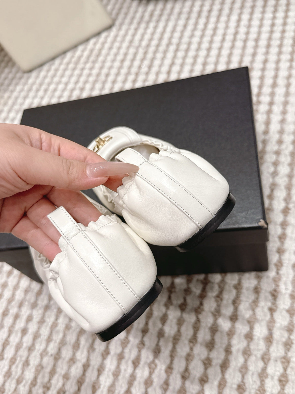 CC Ballet Flats Full White Soft Leather 721501