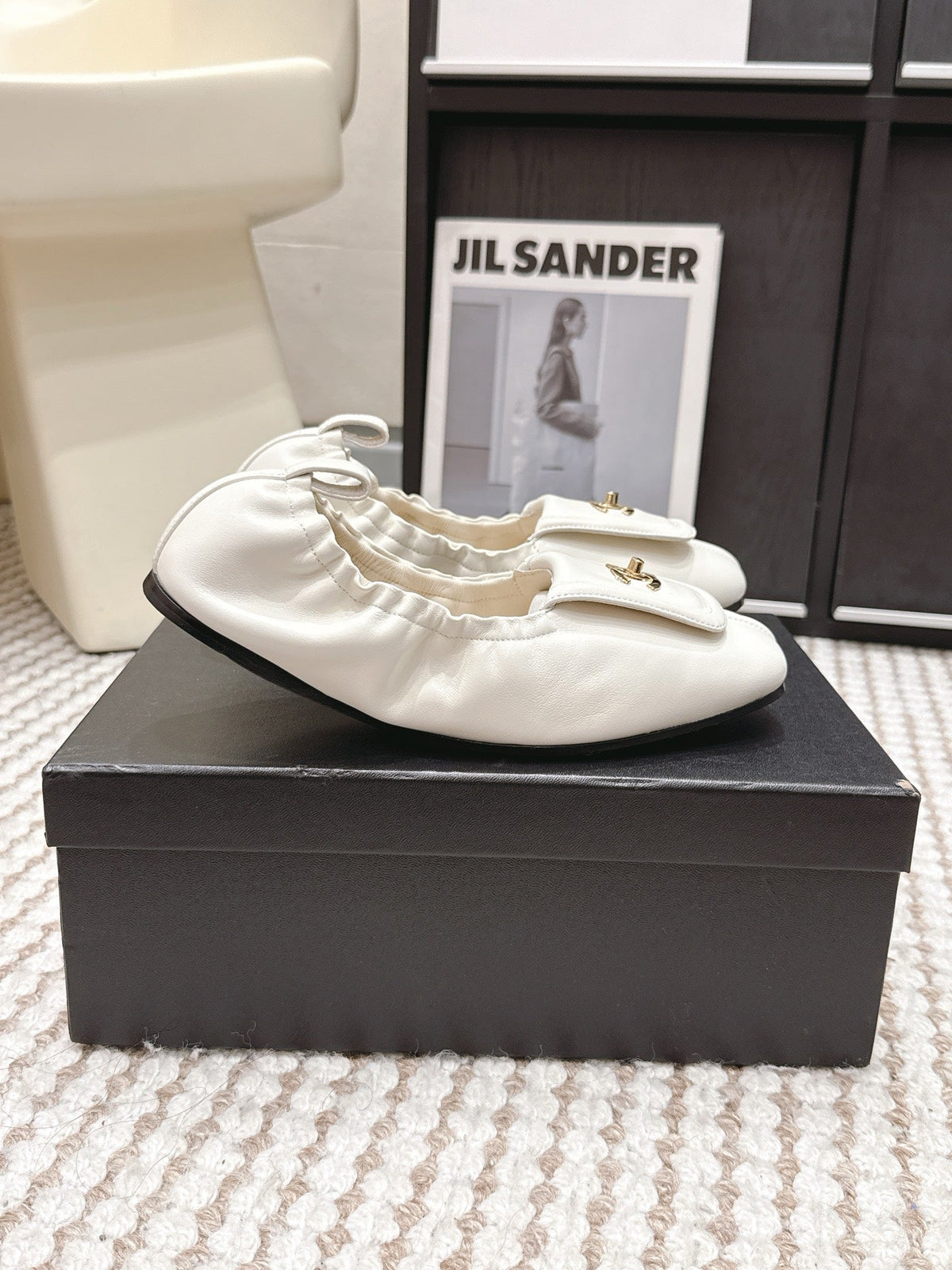 CC Ballet Flats Full White Soft Leather 721501