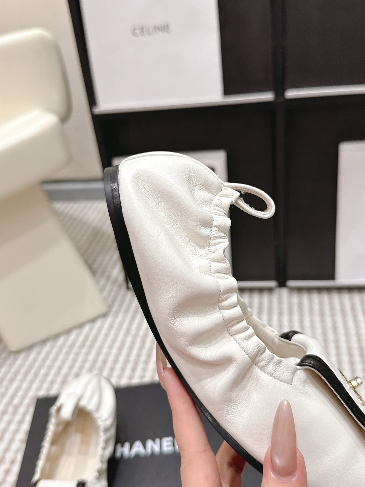 CC Ballet Flats White Soft Leather 721503