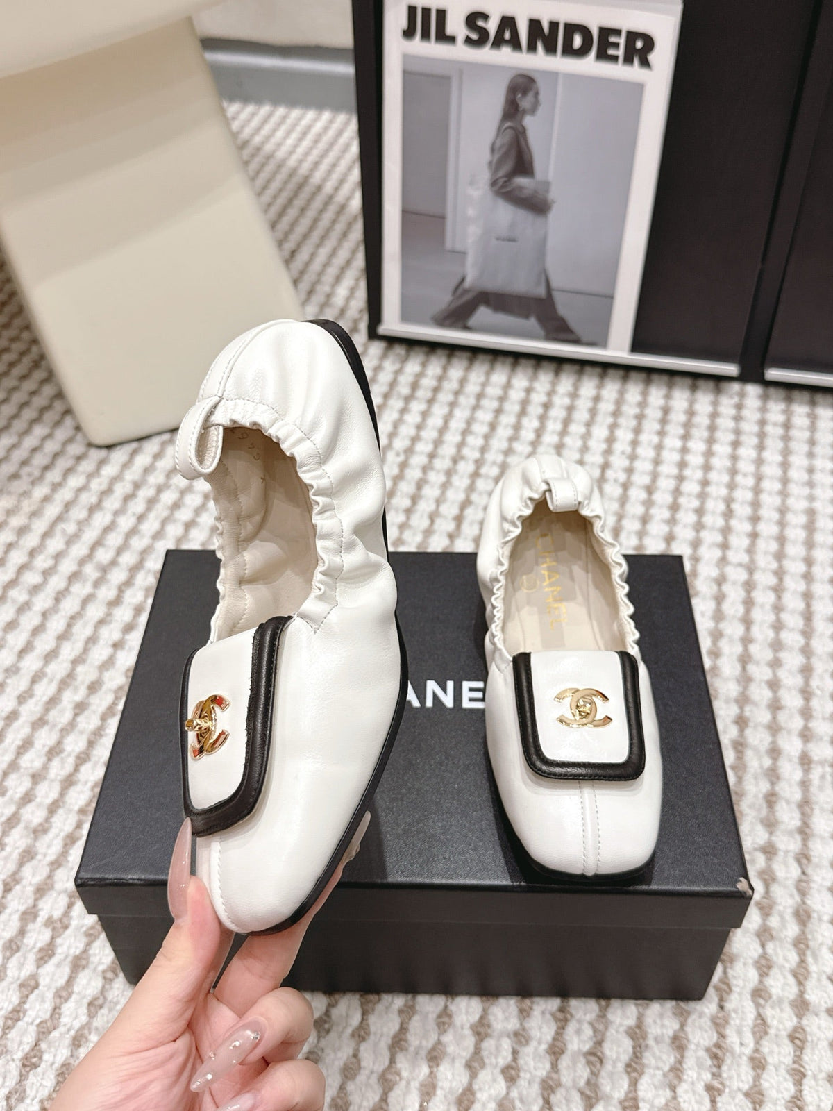 CC Ballet Flats White Soft Leather 721503
