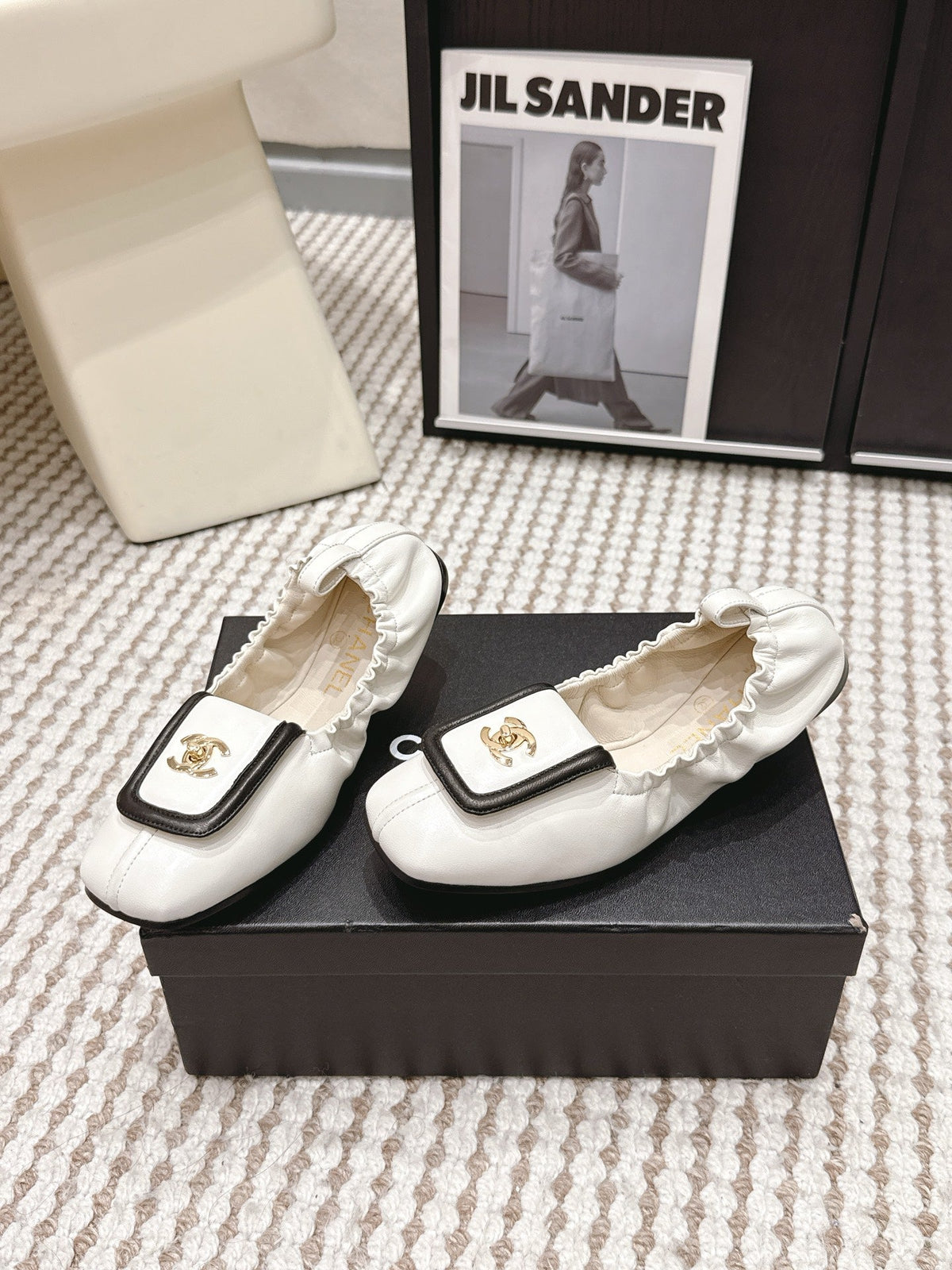 CC Ballet Flats White Soft Leather 721503