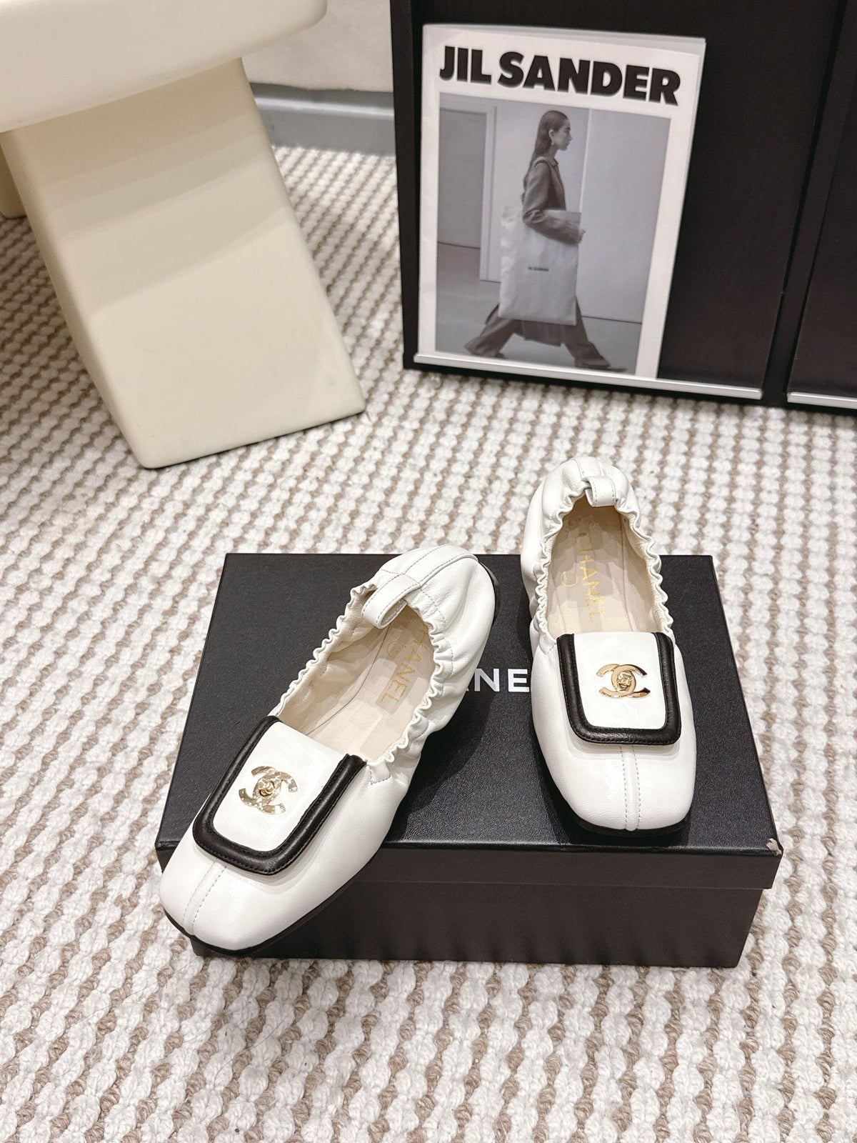 CC Ballet Flats White Soft Leather 721503