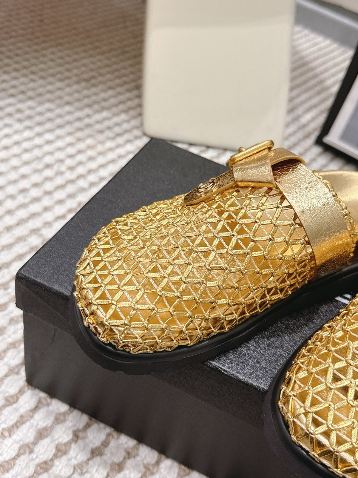 CC Woven Clog Gold Metallic Leather 721528